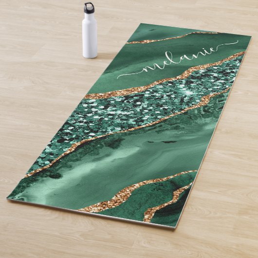 Groen Goud Glitter Emerald Custom Name Yoga Mat (In situ)