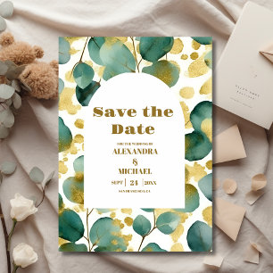 Groen Goud Glitter Eucalyptus Bruiloft Save The Date