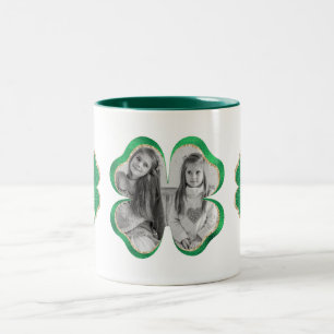 Groen & Goud Glitter Klaver Foto Tweekleurige Koffiemok