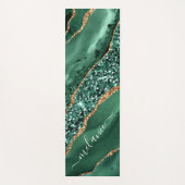 Groen Goud Glitter Marmer Aangepaste Naam Yoga Mat (Voorkant)