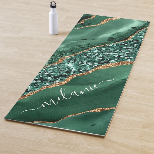 Groen Goud Glitter Marmer Aangepaste Naam Yoga Mat (In situ)