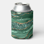 Groen Goud Glitter Marmeren Koelbox Custom Name Blikjeskoeler (Blikje Achterkant)