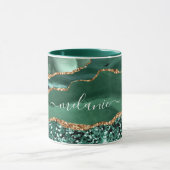 Groen Goud Glitter Marmeren Mok met Aangepaste Naa (Midden)