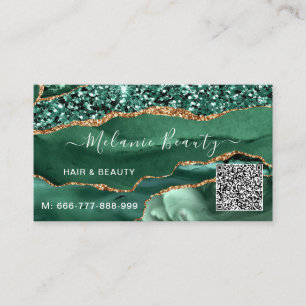 Groen Goud Glitter QR Code Bedrijfskaart Sjabloon Visitekaartje