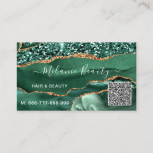 Groen Goud Glitter QR-code Zakelijke Kaart Sjabloo Visitekaartje