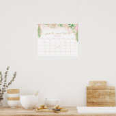 Groen Goud Glitter Raad Baby Aankomst Datum  Poster (Keuken)