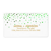 Groen Goud Glitter Sparkle Confetti Stippen Modern Etiket (Voorkant)