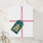 Groen Goud Glitter Sparkle Kerstboom Cadeaulabel (Met Touw)