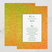 Groen Goud Gouden Gele Glitter Ombre Bruiloft Kaart (Voorkant / Achterkant)
