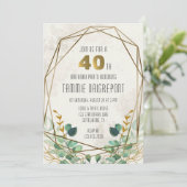 Groen Goud Groen Geometrisch 40e Verjaardagsfeest Kaart (Staand voorkant)
