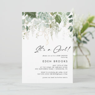 Groen & Goud Het Is Een Meisje All In One Baby Sho Kaart