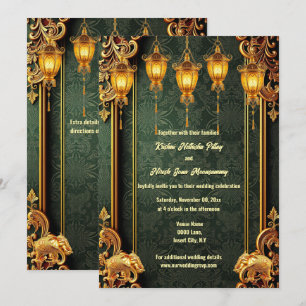 Groen goud Indische olifanten lantaarns bloemenHin Kaart