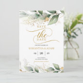 Groen goud laat eucalyptus de datum opslaan kaart (Staand voorkant)