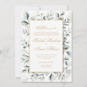 Groen Goud Lijst Moslim Bruiloft Kaart (Voorkant)