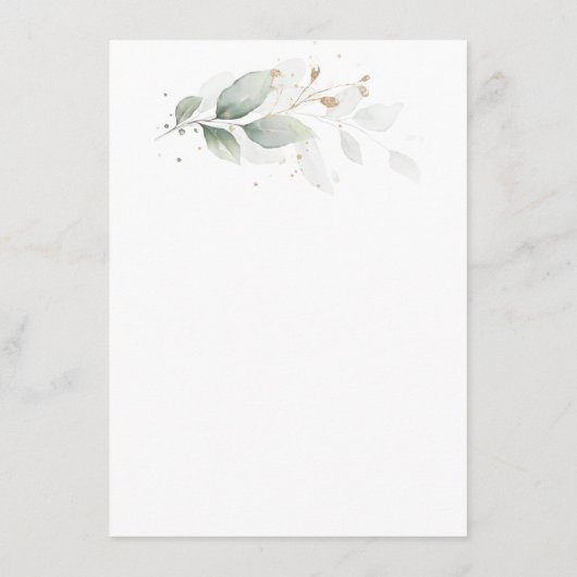 Groen & Goud Loof Baby Voorspelling & Advies Informatiekaartje (Achterkant)