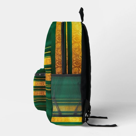 Groen Goud Luxe Linnen Textuur Collectie Bedrukte Rugzak (Rechts)