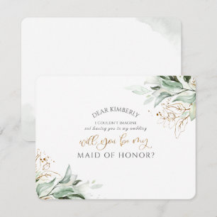 Groen Goud Maid of Honor / Bruidsmeisje Voorstel Kaart