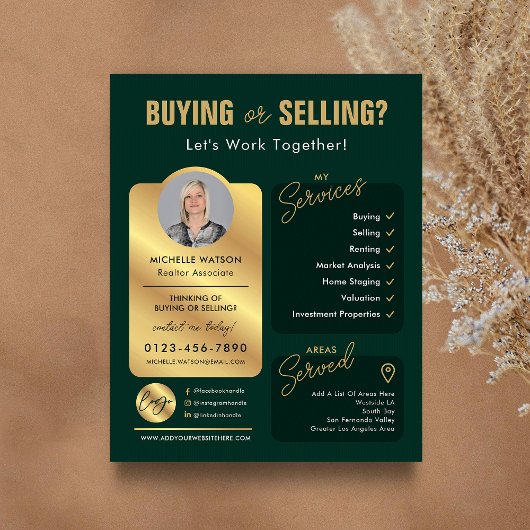Groen & Goud Makelaar Logo Realtor Flyer