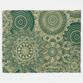 Groen Goud Mandala Collectie Fleece Deken (Voorkant (Horizontaal))