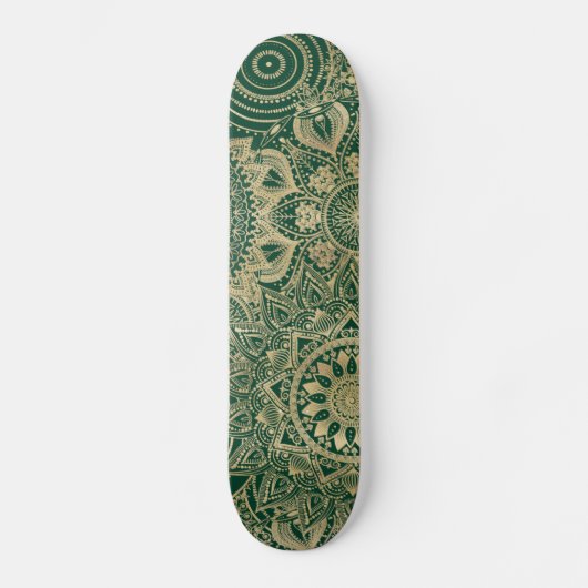 Groen Goud Mandala Collectie Skateboard (Voorkant)