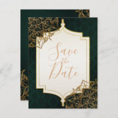 Groen & Goud Marokkaanse Arabische Nachten Bewaar  Aankondigingskaart (Voorkant / Achterkant)