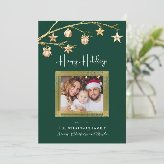 Groen & Goud Minimale Kerstkaart (Staand voorkant)