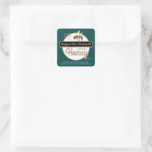 Groen Goud Modern Script Honing met Honingbij Vierkante Sticker (Tas)