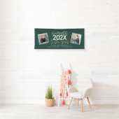 groen goud modern script multi-foto afstuderen spandoek (Insitu)