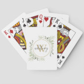 Groen Goud Monogram Elegant Script Pokerkaarten (Achterkant)