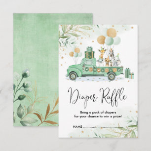 Groen Goud Oerwoud Safari Dieren Luier Raffle Informatiekaartje