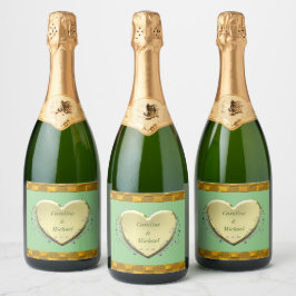 Groen Goud Party Bruiloft Mini Label Set Sparkling Wijnetiket
