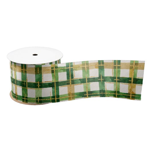 Groen Goud Plaid Kerstmis Lint (Spoel)