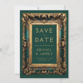  Groen Goud QR Code Bruiloft Save the Date Kaart (Voorkant)