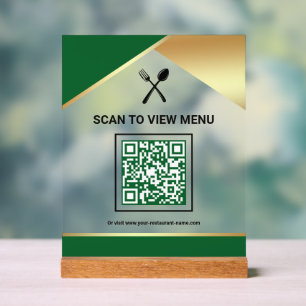 Groen Goud Restaurant Digitaal QR Code Menu Acryl Bord