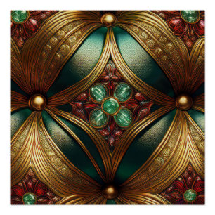 Groen Goud Robijn Smaragd Patroon Glanzend Perfect Poster