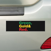 Groen, Goud & Rood. Bumpersticker (Op auto)