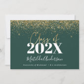 groen goud script modern elegant afstuderen  kaart (Voorkant)