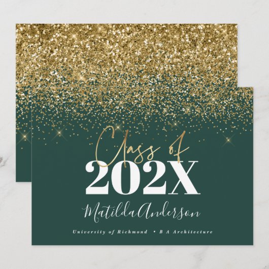 groen goud script modern elegant afstuderen  kaart (Voorkant / Achterkant)