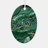 Groen Goud Smaragd Jouw naam Kerstversiering Metalen Ornament (Voorkant Rechts)