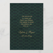 Groen goud Snowflakes Winter bruiloft menkkaarten Menu (Achterkant)