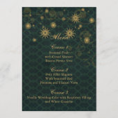 Groen goud Snowflakes Winter bruiloft menkkaarten Menu (Voorkant)