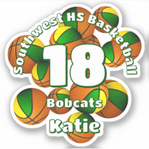 Groen Goud Team Kleuren Basketballen kinder Team N Sticker