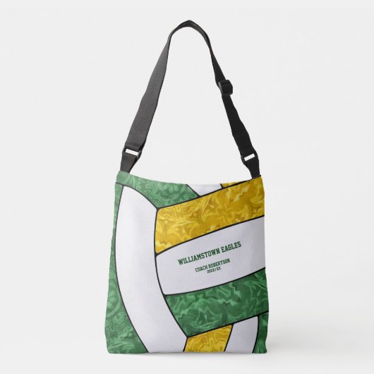 Groen Goud Team Kleuren Volleybal Atleet Coach Crossbody Tas (Voorkant)