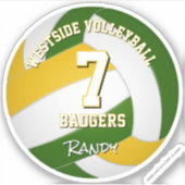 Groen Goud Team Kleuren Volleybalspeler Sticker (Voorkant)