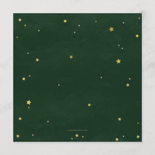 Groen/Goud Verspreide Sterren Vierkant/Ronde Hallo Menu (Achterkant)