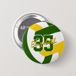 Groen goud volleybal team kleuren ronde button 5,7 cm