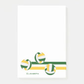 Groen Goud Volleyballen Strepen Speler Naam Post-it® Notes (Voorkant)
