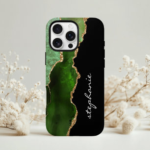 Groen Goud Waterverf Agate Persoonlijk iPhone 13 Hoesje