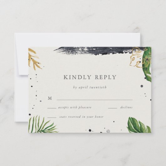 Groen & Goud Waterverf Tropisch Trouw RSVP (Voorkant)