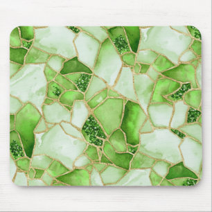 Groen Goud Waterverf Zee Glas Mozaïek Patroon Muismat